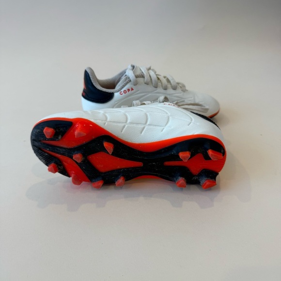 Adidas White and Black Copa Cleats with Orange Soles - Picture 3 of 4